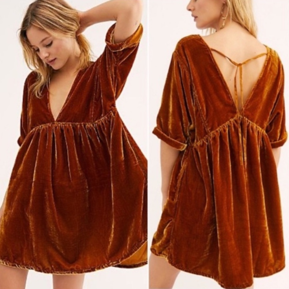 NWOT Free People Ivy Velvet Mini Dress